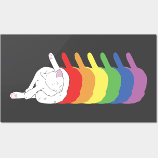 Cat butt licking rainbow Posters and Art